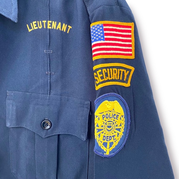 Vintage Lieutenant Police Uniform Button Up Top with patches - Picture 3 of 8